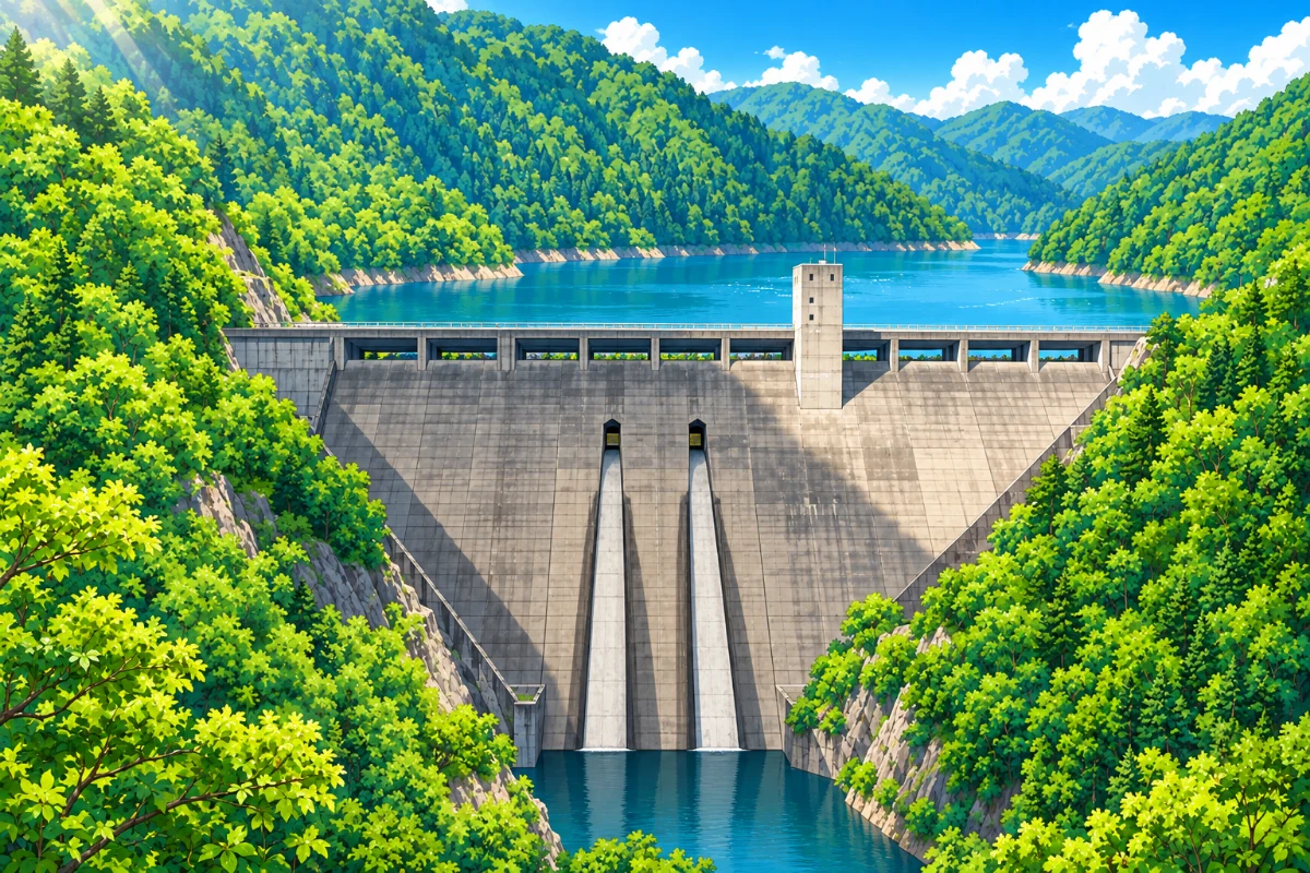 阿多岐ダムのイラスト