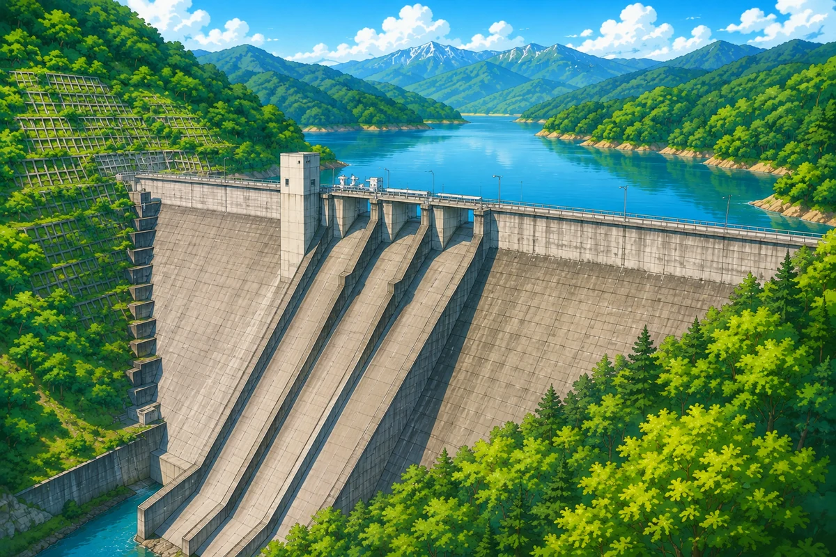 朝日小川ダムのイラスト